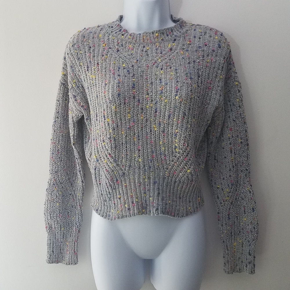 Wild Fable Gray Confetti Sweater Crop Long Sleeve - Picture 2 of 7